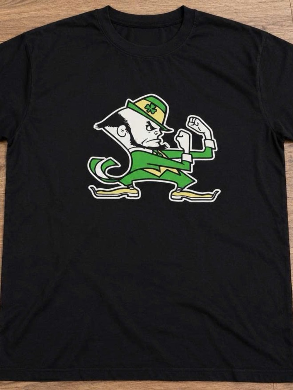 Tee with Green and Gold Fighting Leprechaun Graphic
